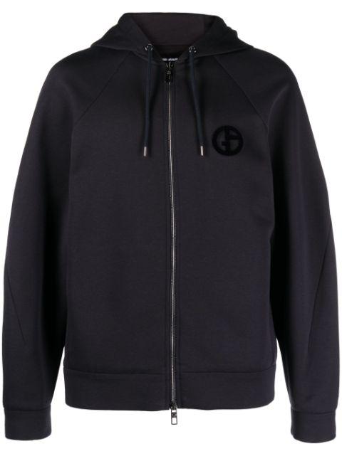 logo-embroidered zip-up hoodie by GIORGIO ARMANI