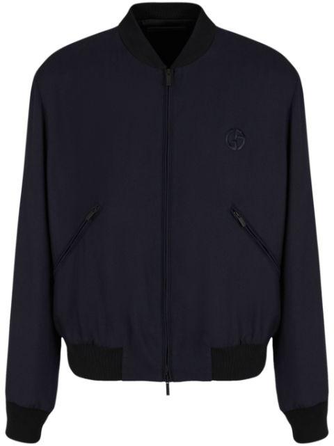 logo-embroidery cashmere-blend jacket by GIORGIO ARMANI