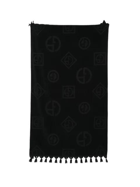 logo patterned tassel beach towel by GIORGIO ARMANI