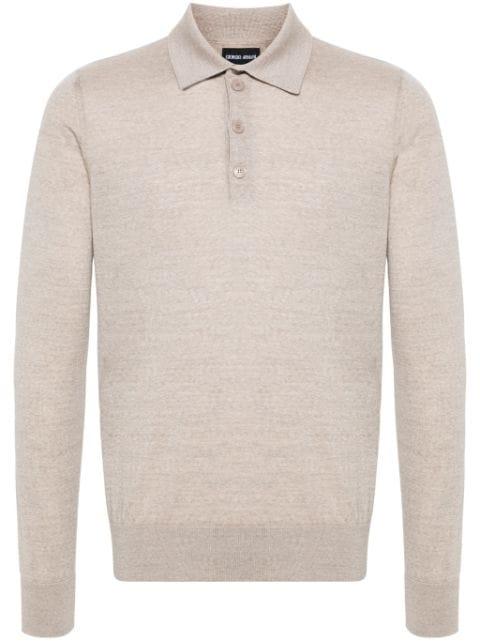 long-sleeve wool polo shirt by GIORGIO ARMANI