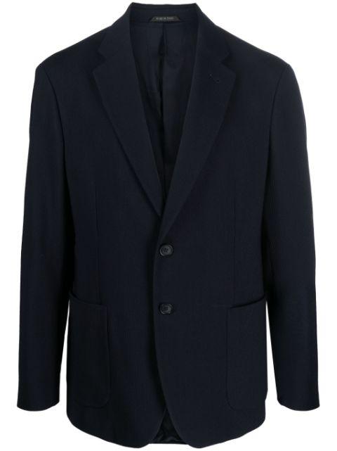 micro-canneté effect notched-lapel blazer by GIORGIO ARMANI