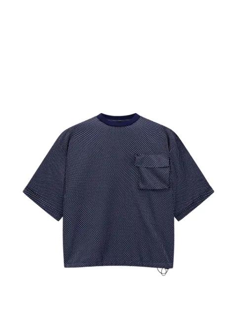 micro-dot chest-pocket silk T-shirt by GIORGIO ARMANI