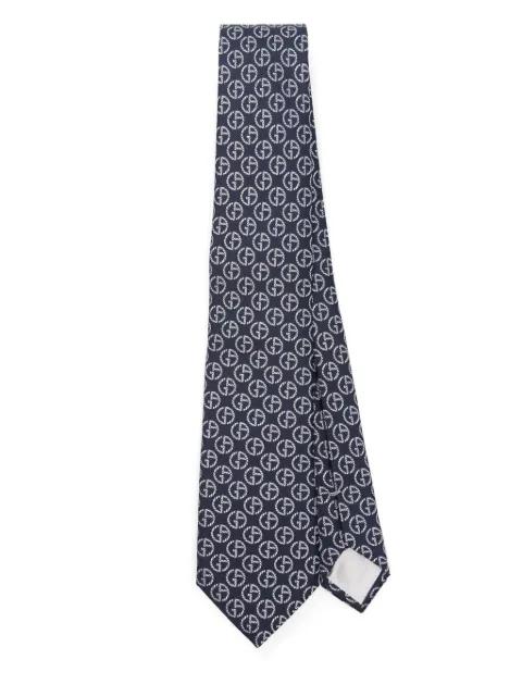 monogram-jacquard silk tie by GIORGIO ARMANI