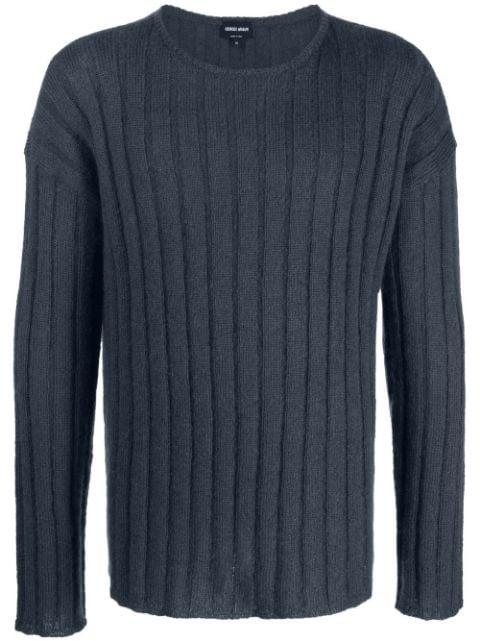 ribbed knit mohair-wool blend jumper by GIORGIO ARMANI