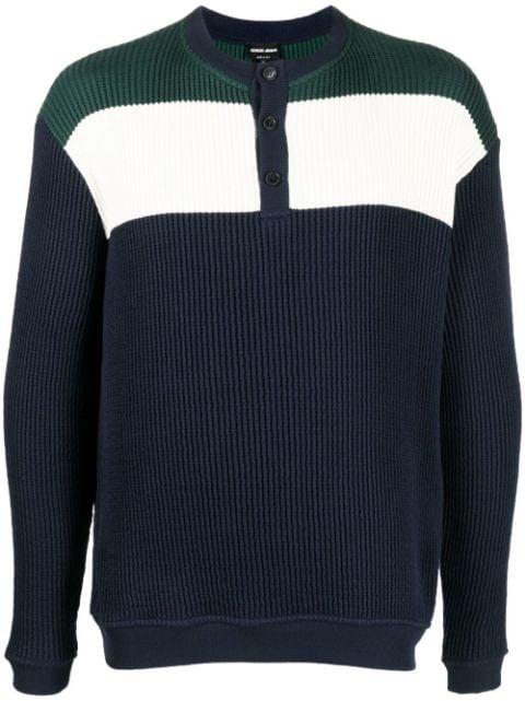 ribbed-knit polo jumper by GIORGIO ARMANI