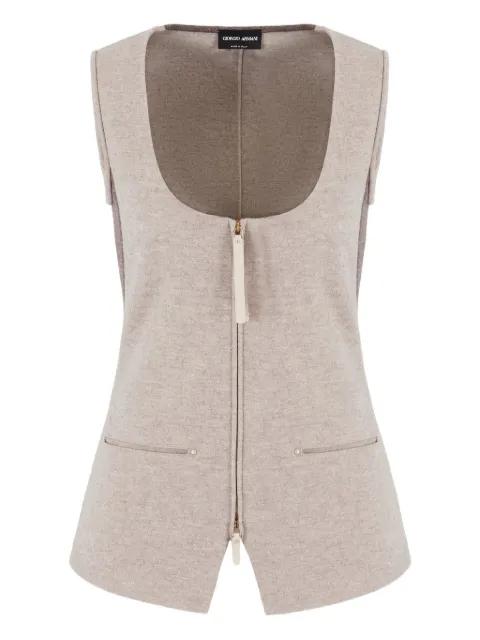 scoop-neck zip-up waistcoat by GIORGIO ARMANI