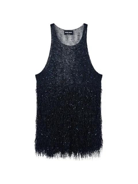 sequin-embellished fringed top by GIORGIO ARMANI