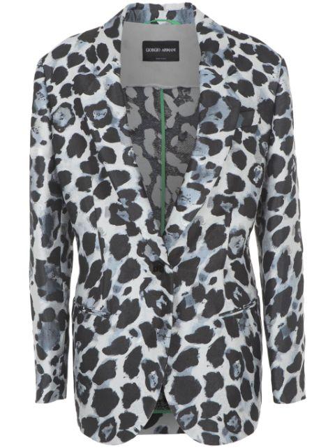 single-breasted leopard-pattern blazer by GIORGIO ARMANI