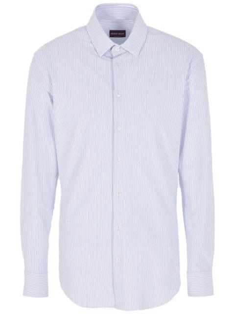 striped cotton-blend shirt by GIORGIO ARMANI
