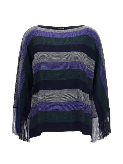 striped fringe-trimmed sweater by GIORGIO ARMANI