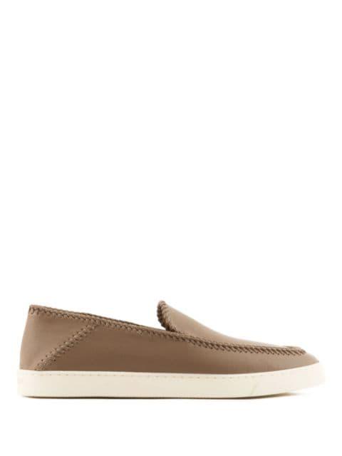 whipstitch-embellished leather sneakers by GIORGIO ARMANI