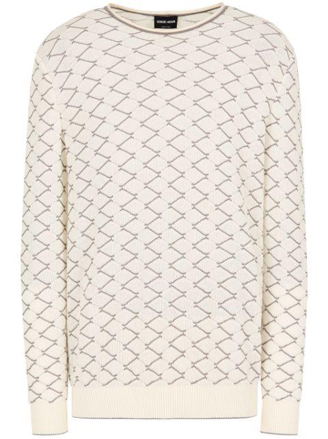 zigzag-embroidered round-neck jumper by GIORGIO ARMANI