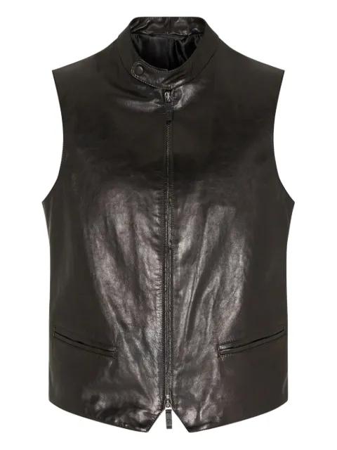 zip-up leather gilet by GIORGIO ARMANI