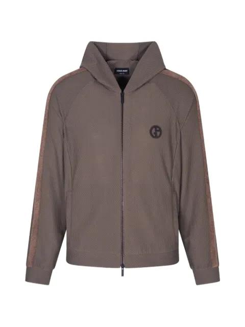 zip-up waffle-fabric hoodie by GIORGIO ARMANI