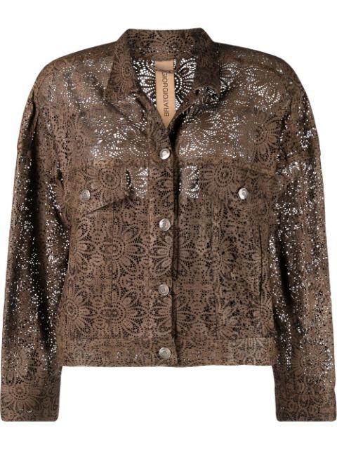 cut out-detail leather jacket by GIORGIO BRATO