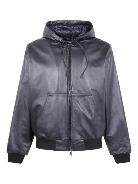 hoodied leather jacket by GIORGIO BRATO