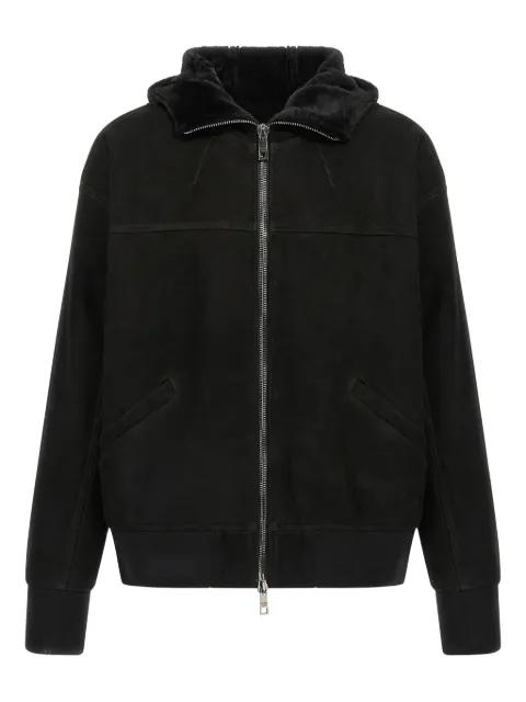 hoodied leather jacket by GIORGIO BRATO