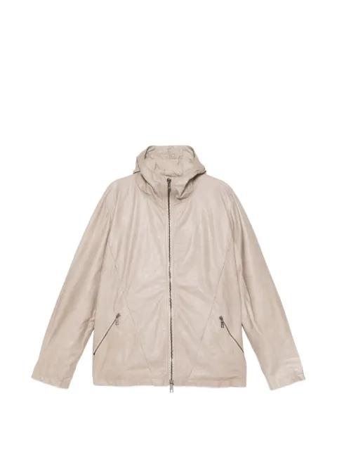 leather hoodied jacket by GIORGIO BRATO