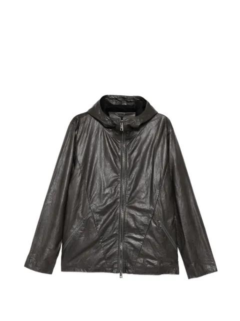 leather hoodied jacket by GIORGIO BRATO