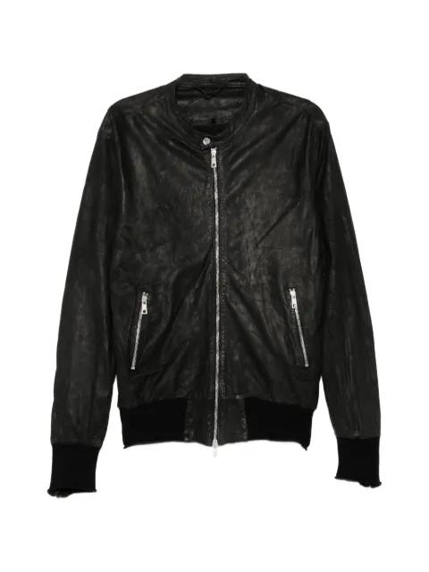 leather stand-up collar jacket by GIORGIO BRATO