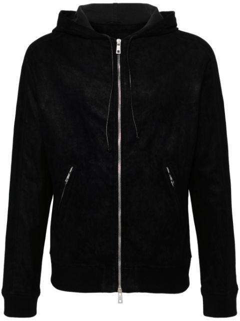 suede hoodied jacket by GIORGIO BRATO
