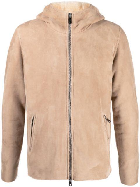 suede hoodied jacket by GIORGIO BRATO