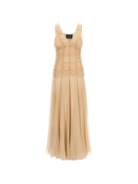 smocked silk-chiffon dress by GIOVANNI BEDIN