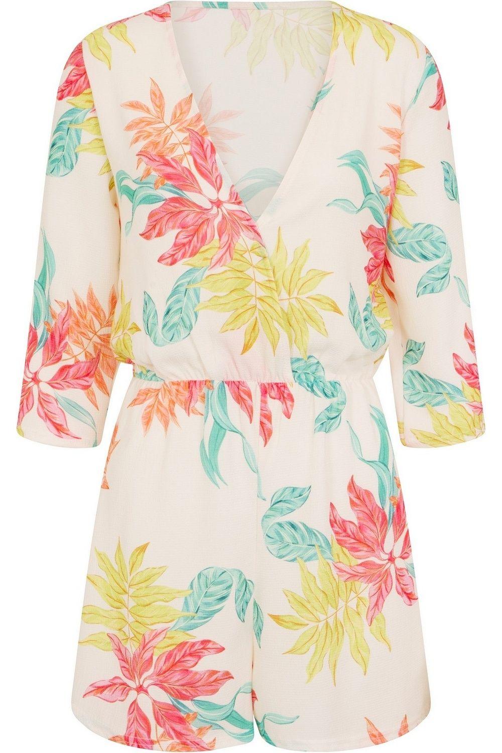 Disturbia Neon Palm Playsuit by GIRLS ON FILM