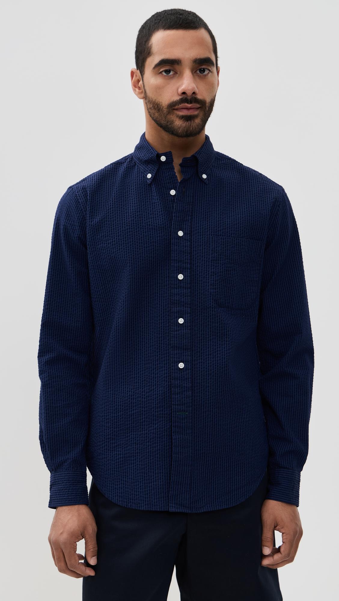 Indigo Seersucker Shirt by GITMAN VINTAGE