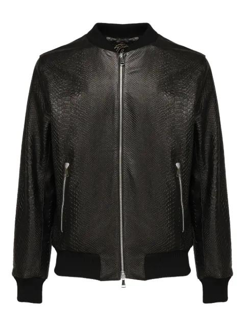 Miami zip python-effect leather jacket by GIULIANO GALIANO