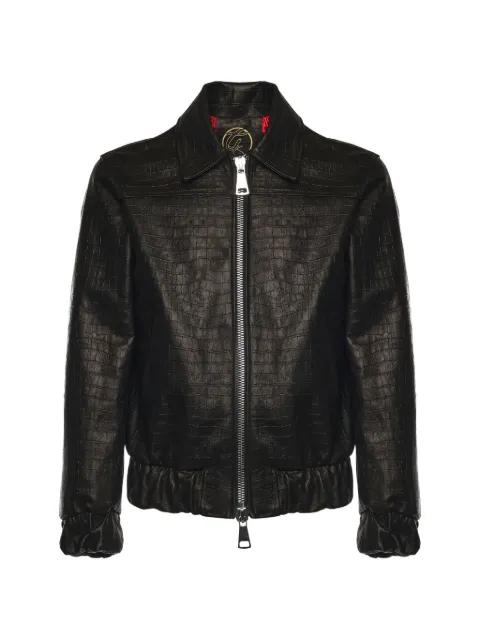 crocodile-effect two-way zip jacket by GIULIANO GALIANO