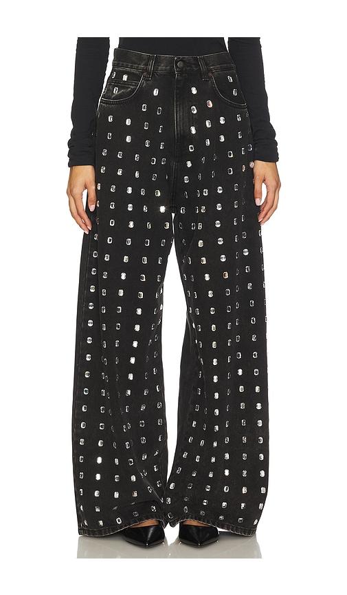 GIUSEPPE DI MORABITO Embellished Wide Leg Jean in Black by GIUSEPPE DI MORABITO