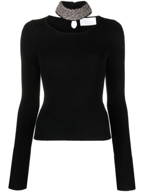 crystal-embellished ribbed-knit jumper by GIUSEPPE DI MORABITO