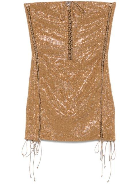 crystal-embellishment criss-cross mini dress by GIUSEPPE DI MORABITO