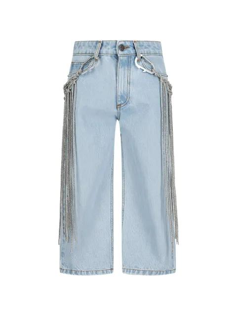 detachable-belt cropped jeans by GIUSEPPE DI MORABITO