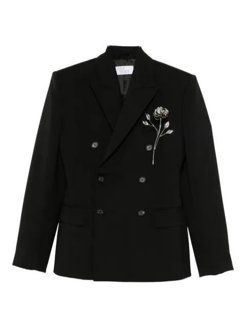 double-breasted floral-brooch blazer by GIUSEPPE DI MORABITO