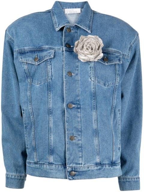 faux-flower denim jacket by GIUSEPPE DI MORABITO