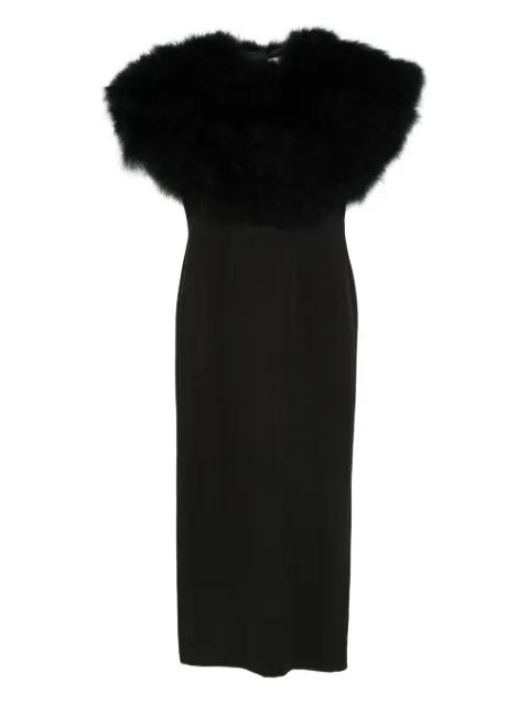 feather-trimmed midi dress by GIUSEPPE DI MORABITO