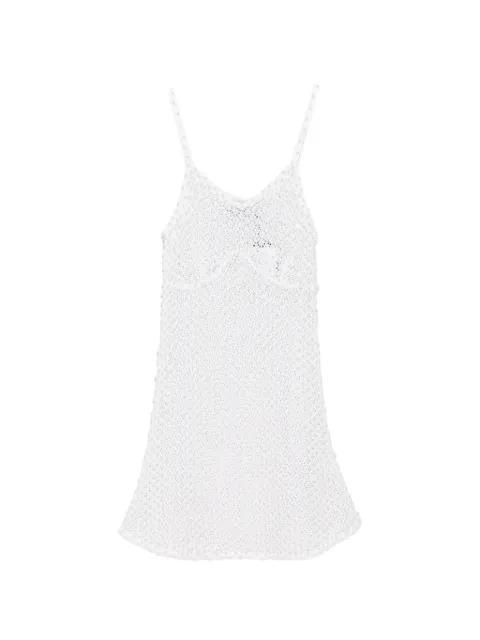 pearl-embellished crochet-knit mini dress by GIUSEPPE DI MORABITO