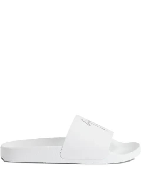 Brett leather logo-print slides by GIUSEPPE ZANOTTI