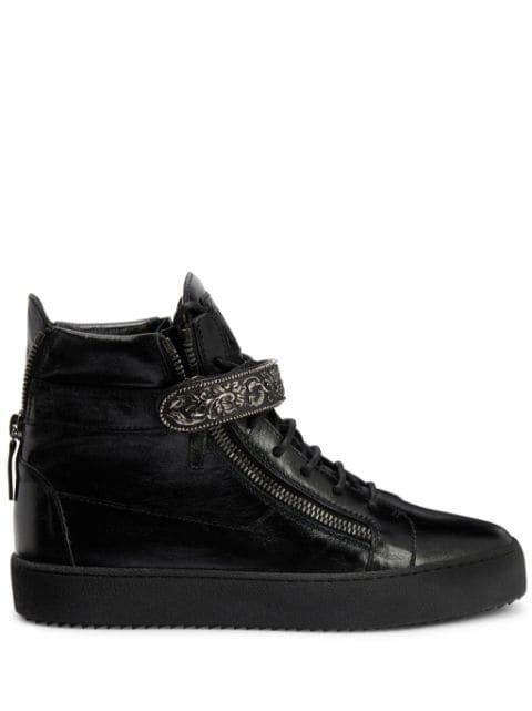 Coby Deluxe leather single-strap mid-top sneakers by GIUSEPPE ZANOTTI