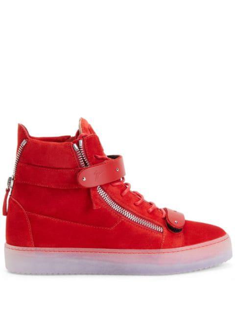 Coby velour double-straps mid-top sneakers by GIUSEPPE ZANOTTI