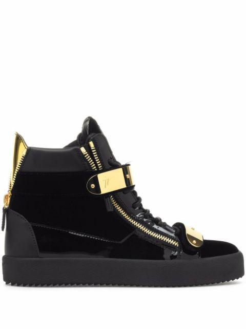 Coby velvet double-straps mid-top sneakers by GIUSEPPE ZANOTTI