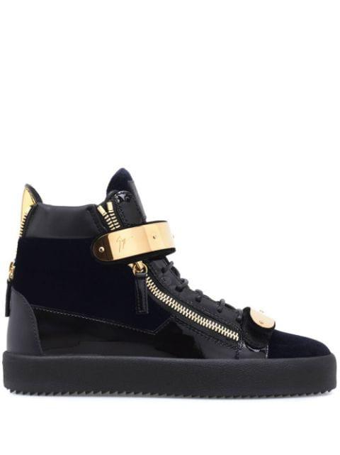 Coby velvet double-straps mid-top sneakers by GIUSEPPE ZANOTTI