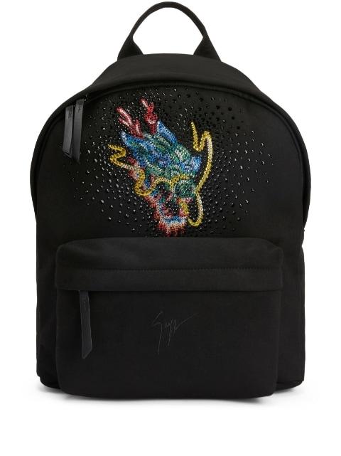 Dragon Crystal rhinestone-embellished backpack by GIUSEPPE ZANOTTI