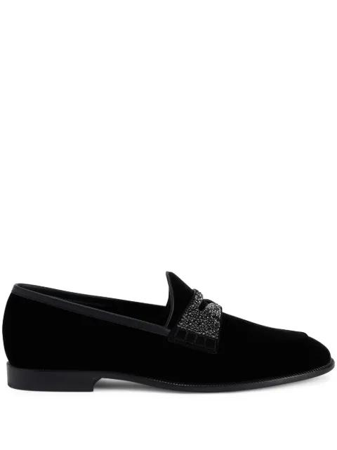 Ermy rhinestone-detail velvet loafers by GIUSEPPE ZANOTTI