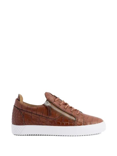 Frankie crocodile print zip leather sneakers by GIUSEPPE ZANOTTI