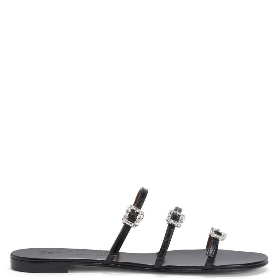 Giuseppe Zanotti Himari Black Jewel Flat Sandals by GIUSEPPE ZANOTTI