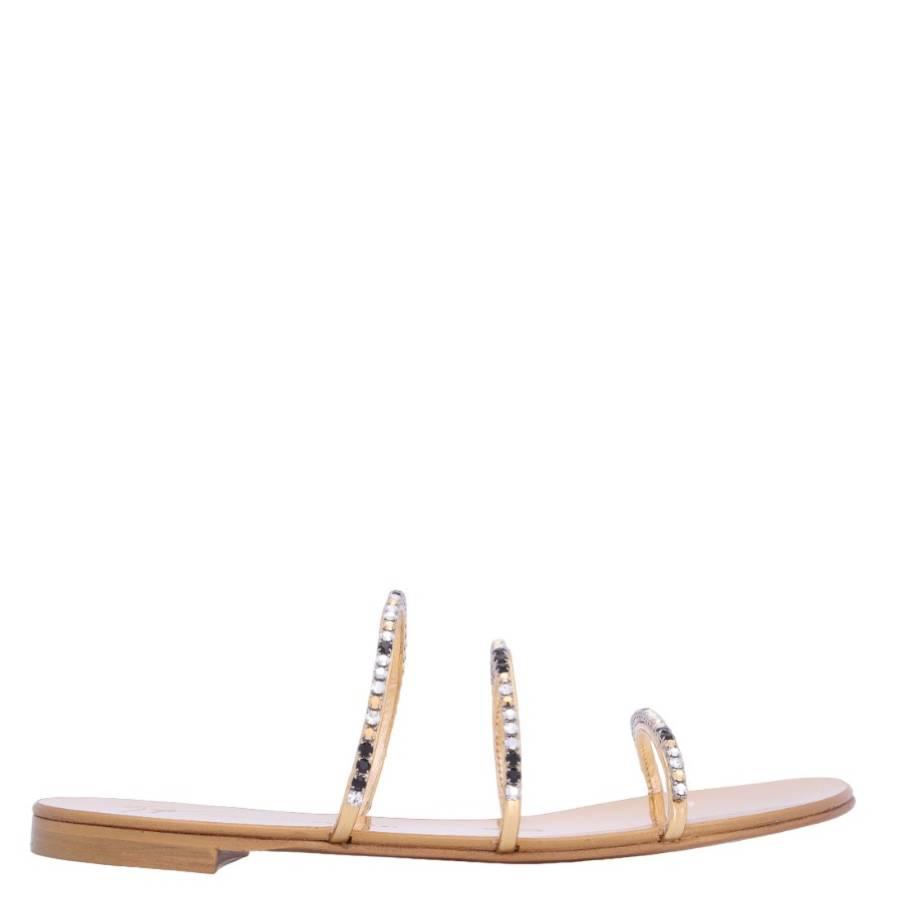 Giuseppe Zanotti Ladies Gold Dark Colorful Rhinestone-Embellished Sandals by GIUSEPPE ZANOTTI