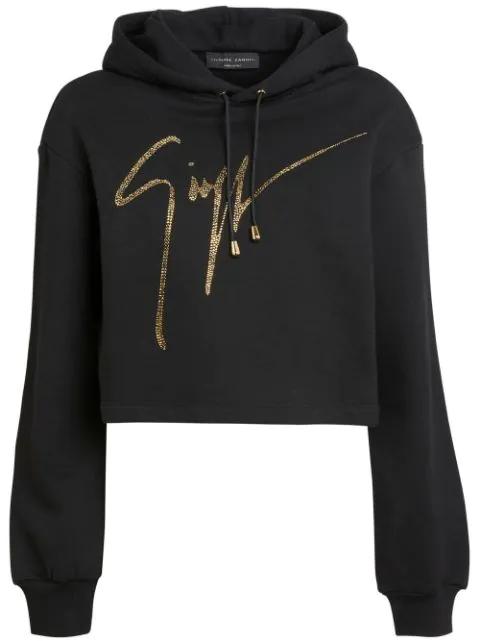 Mailena crystal-logo hoodie by GIUSEPPE ZANOTTI